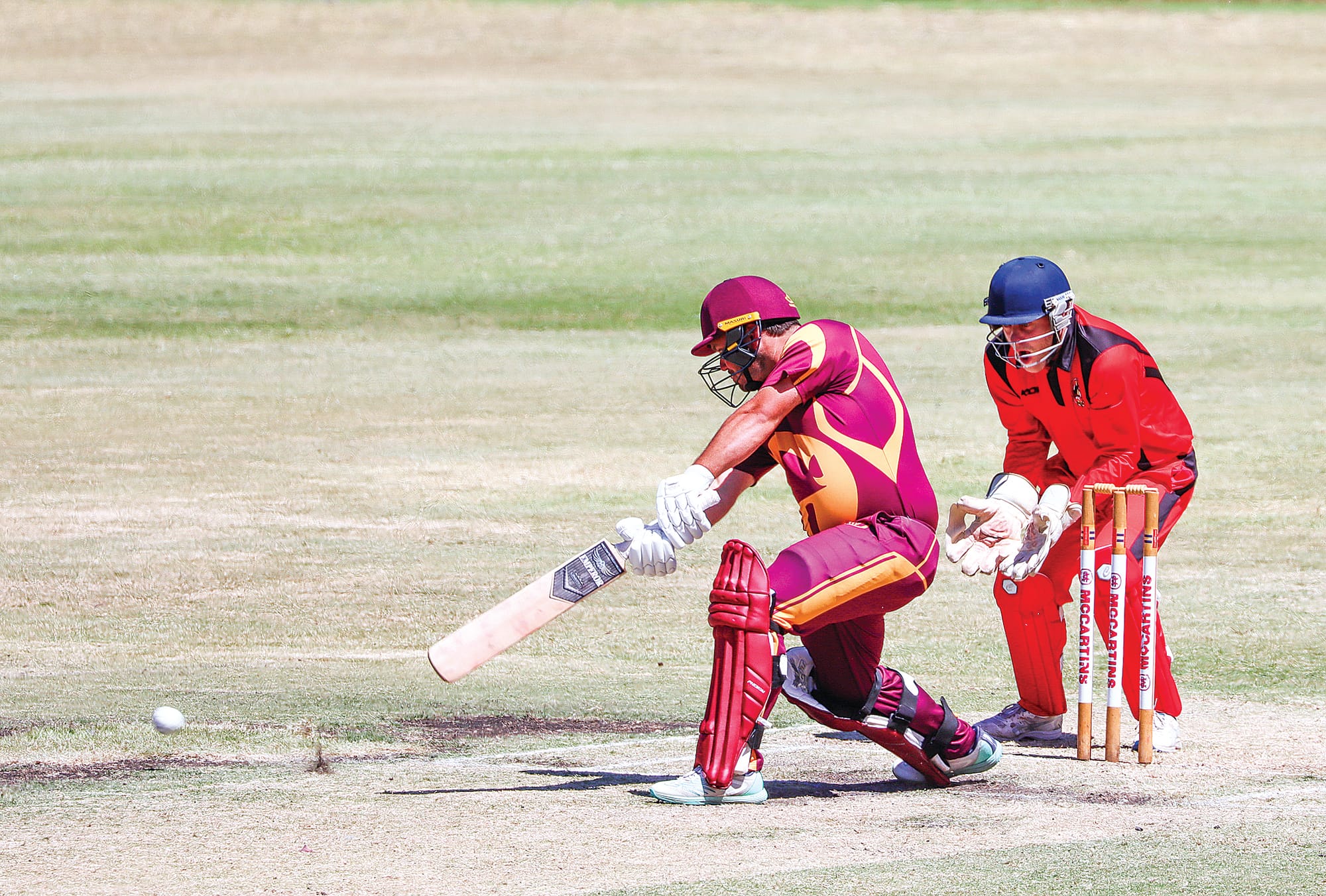 Ryan Williams drives for OMK during his opening knock of 20. A25_0425