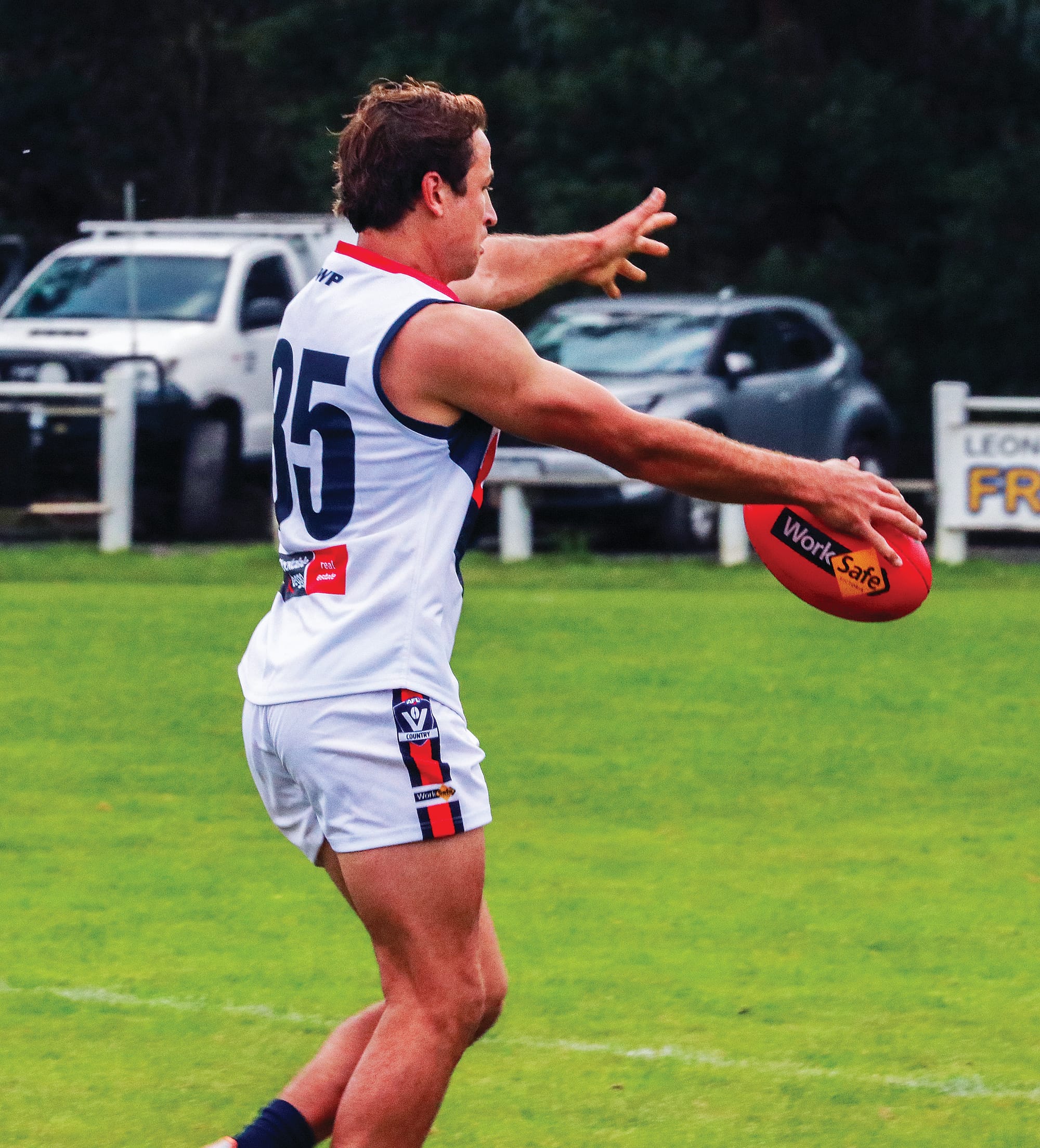 Samual Wilson goes for goal against Boolarra scoring the third for MDU in the first half
