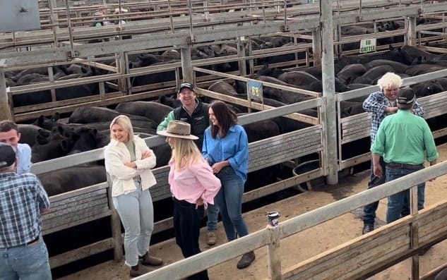 Some of the female suitors involved in Farmer Wants a Wife visited the Leongatha Saleyards on Friday for some shooting for the 2023 series.