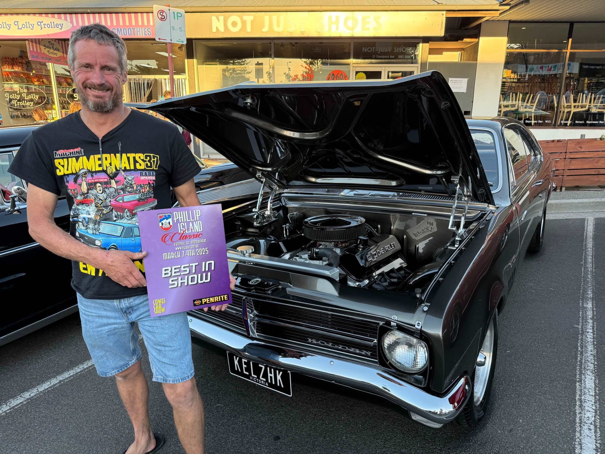Phillip Island Dave Neely's superly turned-out HK GTS Monaro won the 'Best in Show at the Phillip Island Classic Festival of Motorsport car show on Friday night.