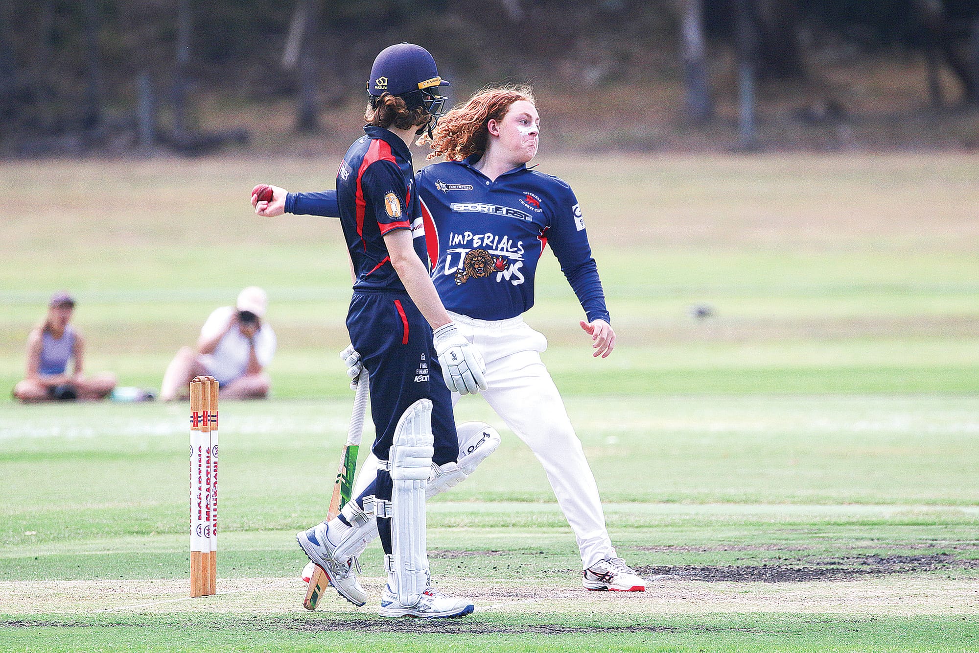 Bowling for the Imperials, Clayton Quaife sends on down to Inverloch batsman Cooper Newman.
