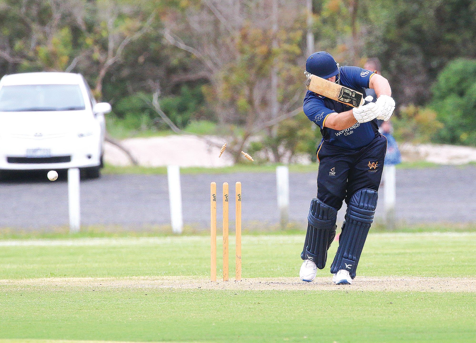Club’s Ryan Thomas was bowled by Jake Dennerley 6/167.