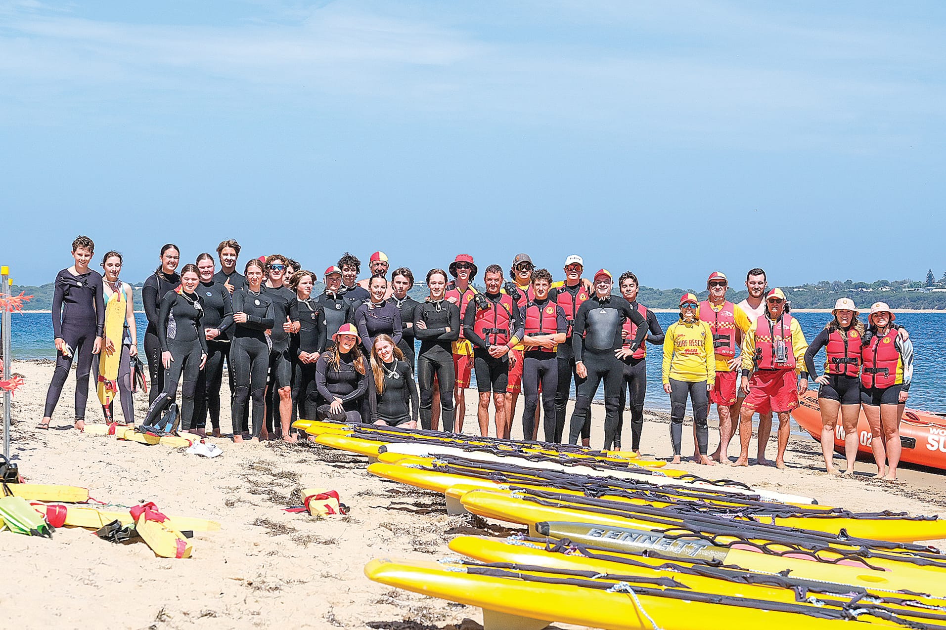 Woolamai Beach Surf Life Saving Club (WBSLSC) volunteers at the 38th Channel Challenge. Photo: Snapshot Photography by Nici Cahill.
