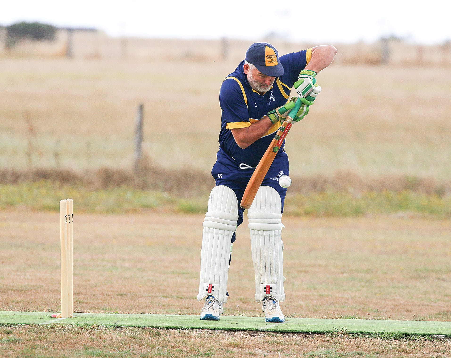 Glenn Matthies at the crease for Koonwarra L/RSL in Saturday’s C2 match. Tk06_0725  