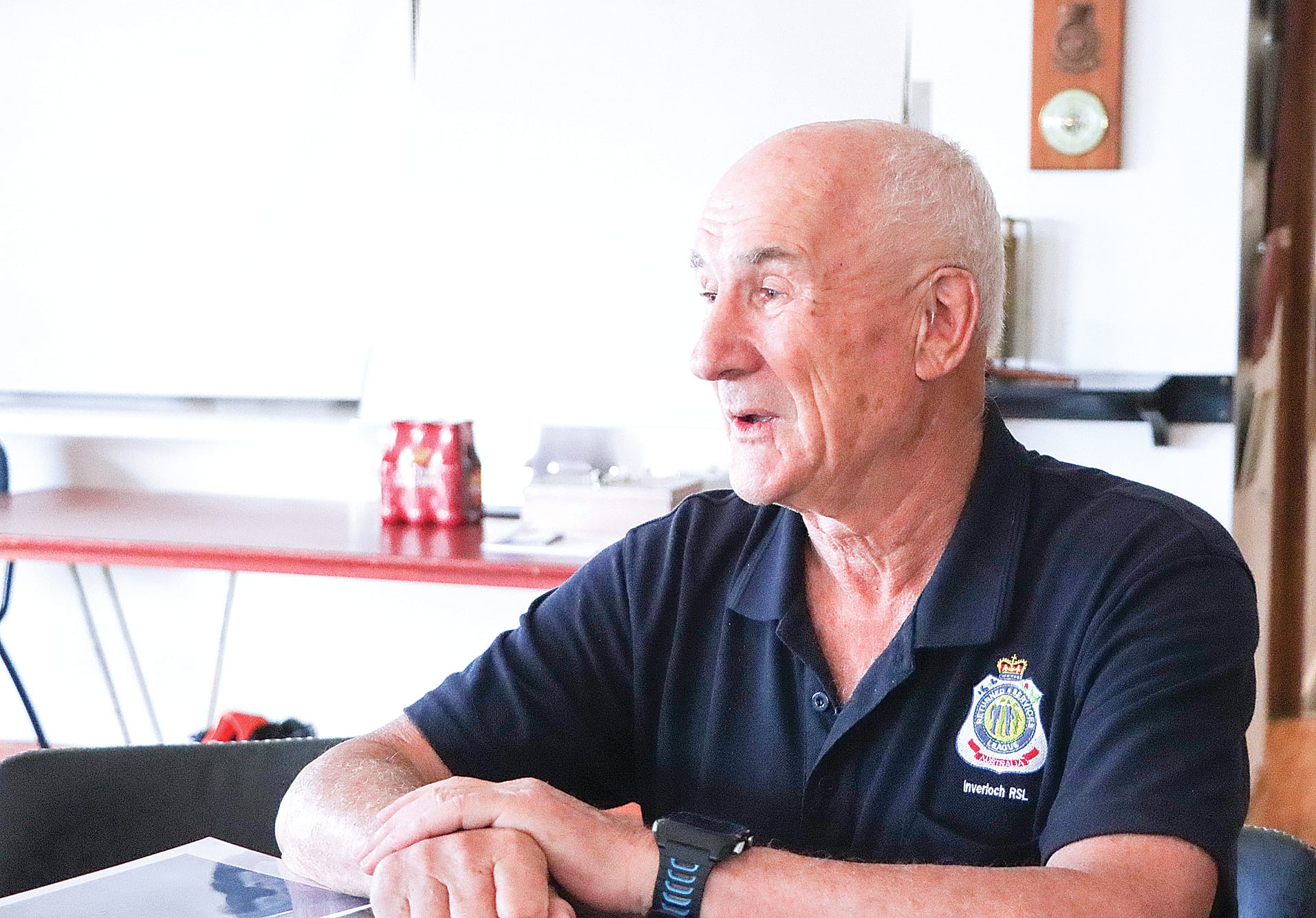 Inverloch RSL secretary Lindsay Guerin makes a point. A07_0425