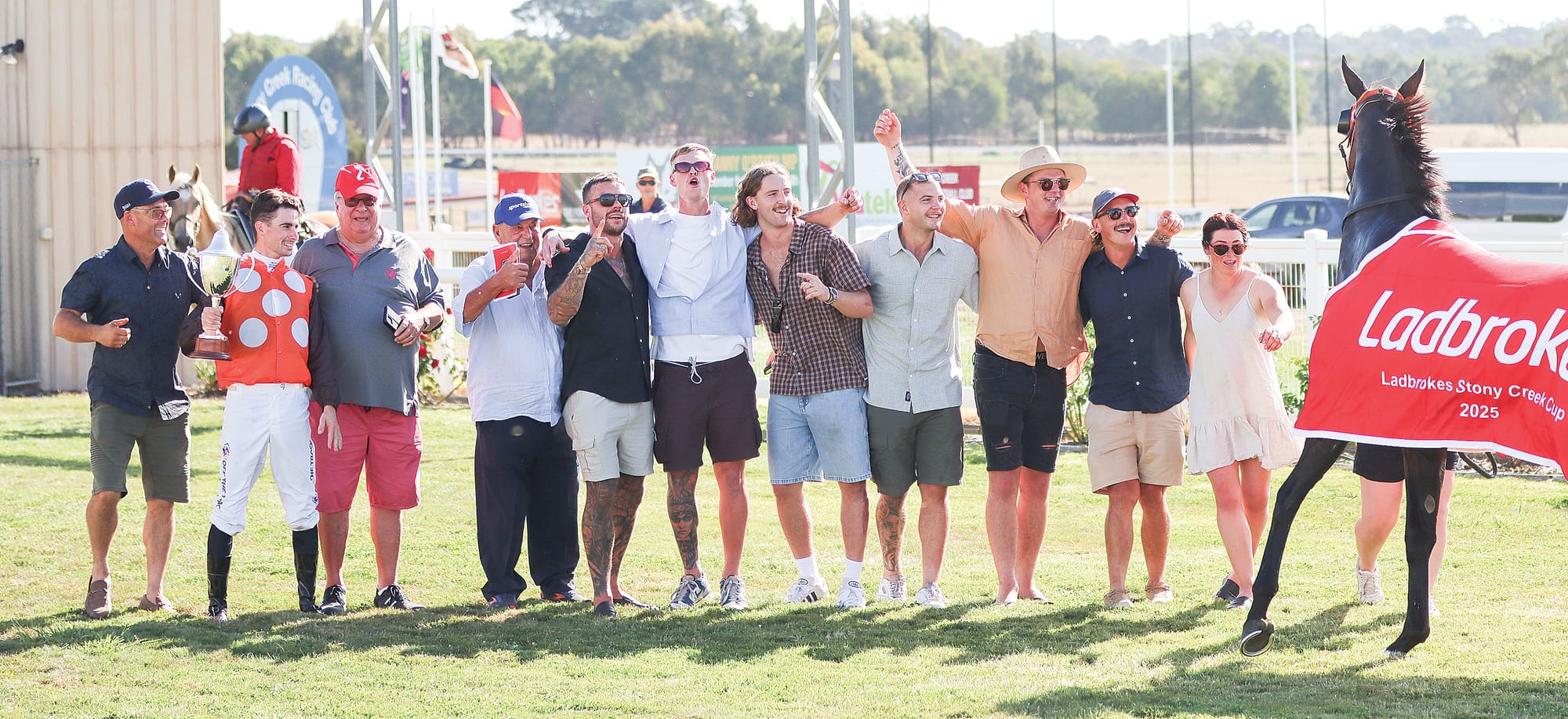 Team Fam Gorman celebrates their victory with the 2025 Stony Creek Cup. W50_1025