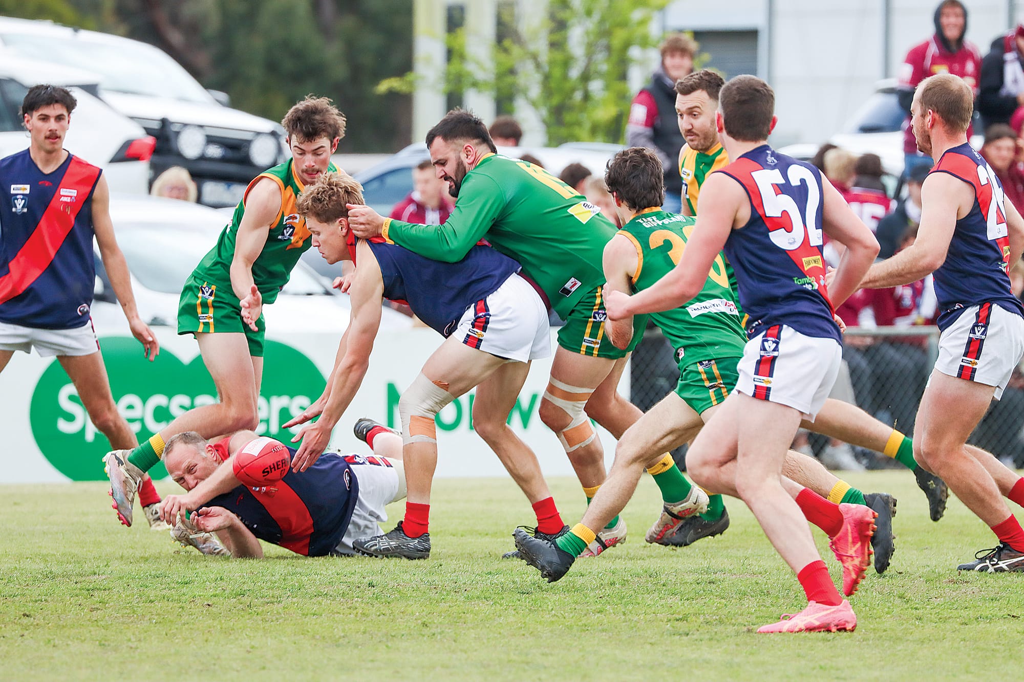 Leongatha and Bairnsdale compete fiercely in the Reserves Grand Final. A46_3924