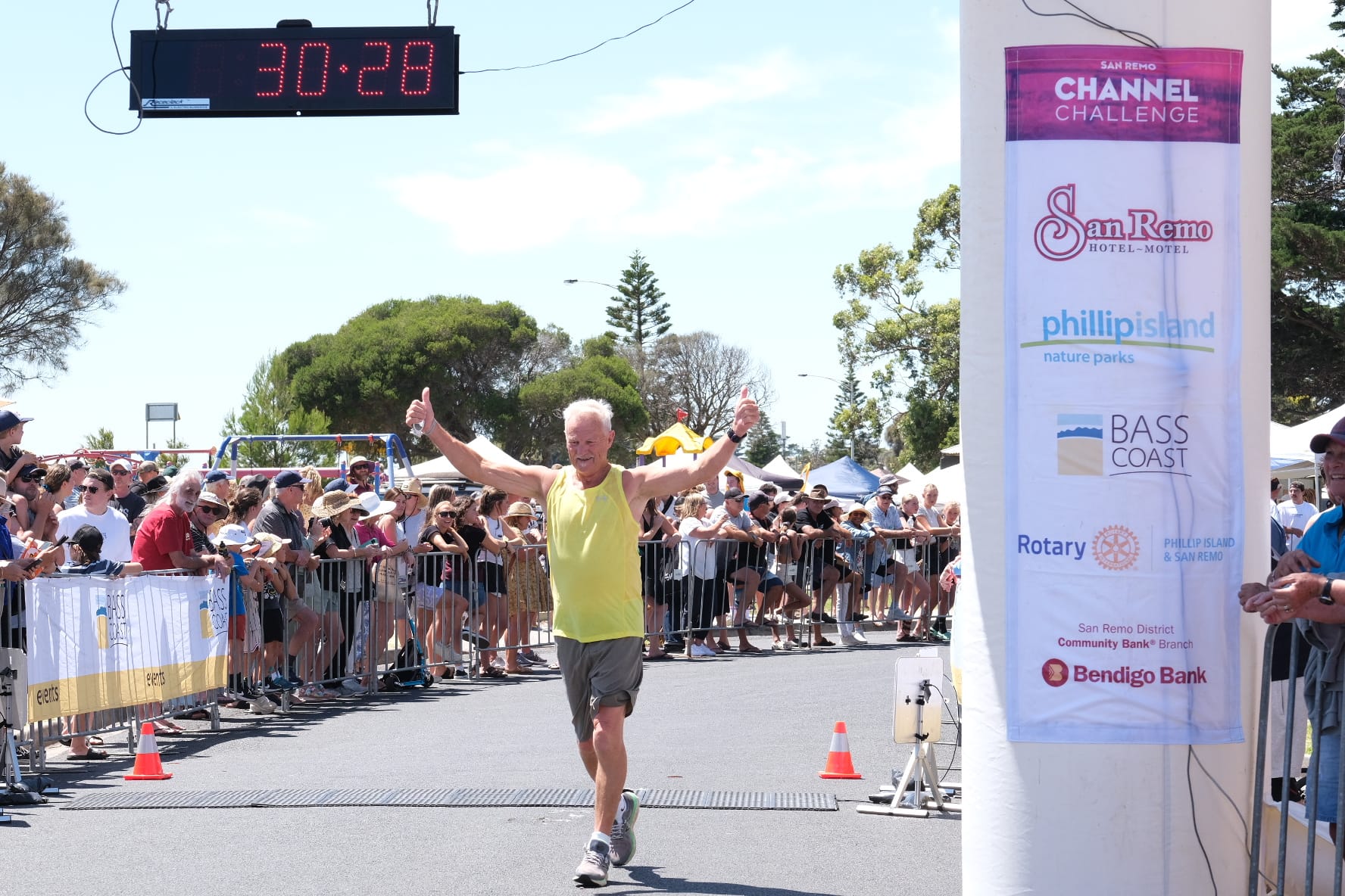Brian Dallinger completing his 38th Channel Challenge. 
Photo: Snapshot Photography by Nici Cahill. 