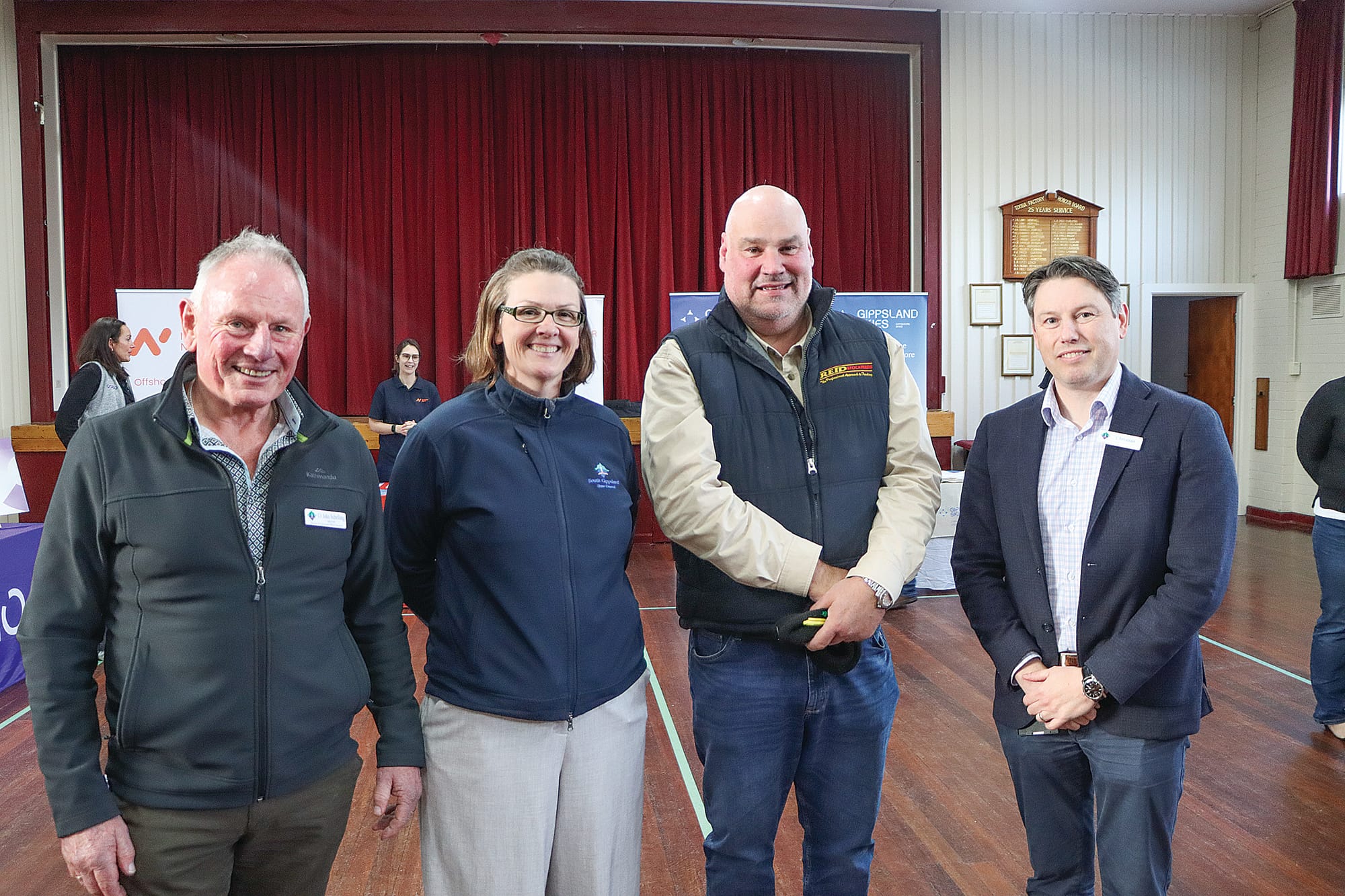 South Gippsland Shire Council was strongly represented at Wednesday’s offshore wind energy session in Toora, with Mayor John Schelling, CEO Allison Jones, Cr Scott Rae and director of strategy and partnerships Christian Stefani among the contingent. A18_3025