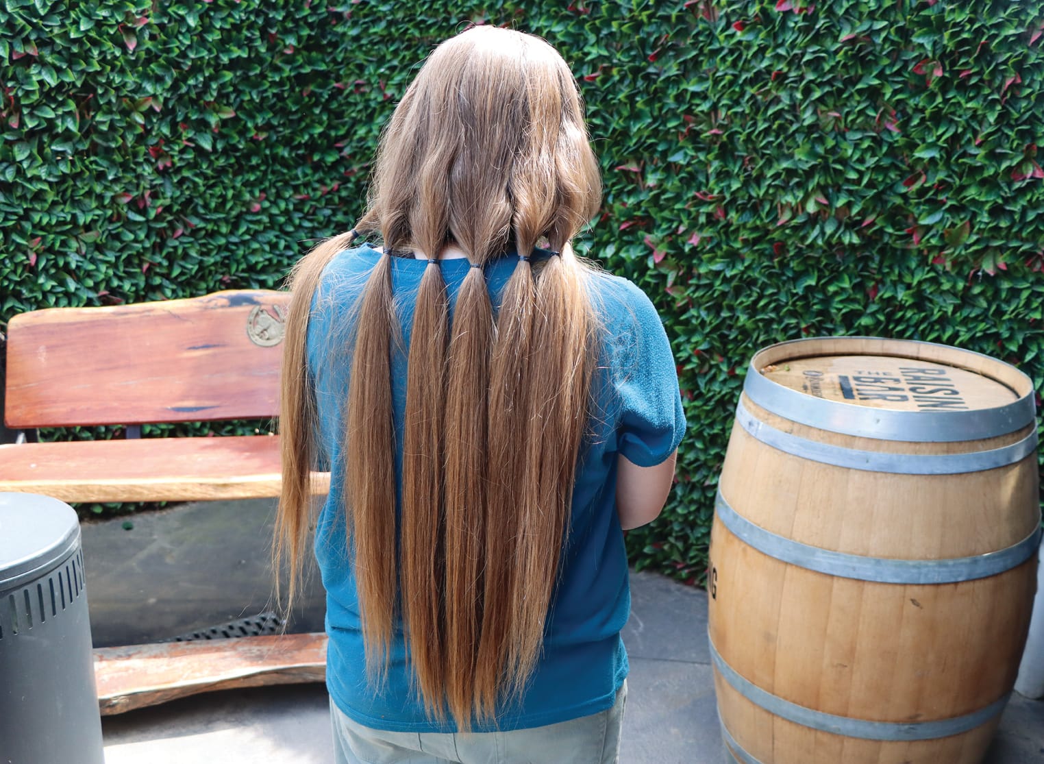 Tayla’s hair has been prepared to be cut above the ties. A39_4523