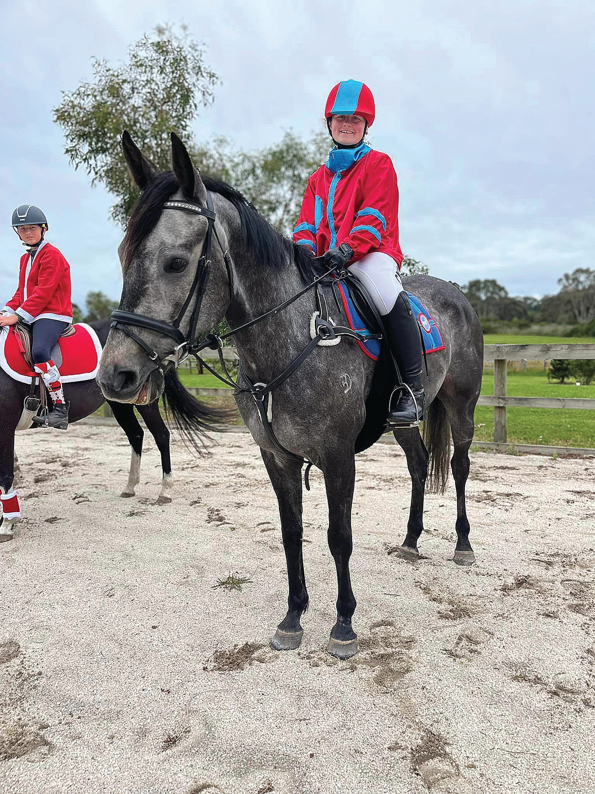 Chelsea Dalton on Esme, with three exciting lessons keping everyone on their toes at Wonthaggi Pony Club’s Christmas Rally. 