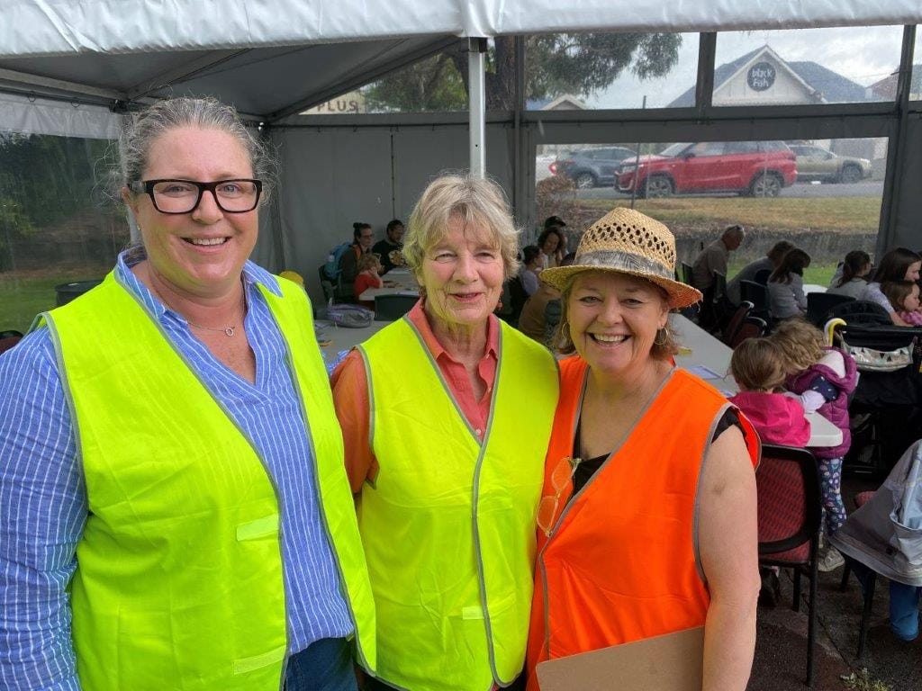 Among those volunteering to stage the fifth annual Fishy Stories Festival were Beth Liley, Joan Liley and Ros Griggs