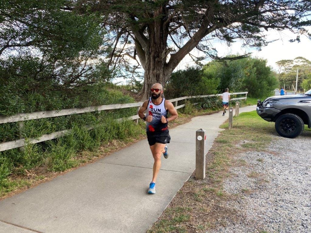 Leading Inverloch runner Bill Barry On his way to another first male result at the Inverloch Parkrun on Saturday, March 18.