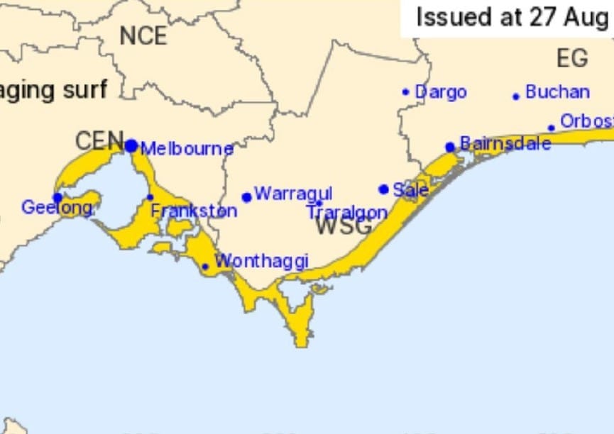 The coastal warning zone for Tuesday and Wednesday.
