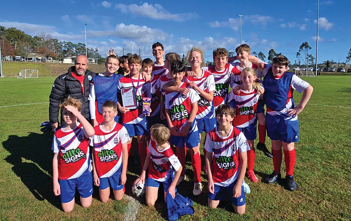 Wonthaggi’s U14s team got around Ollie Phillips, who played his 50th junior club game.