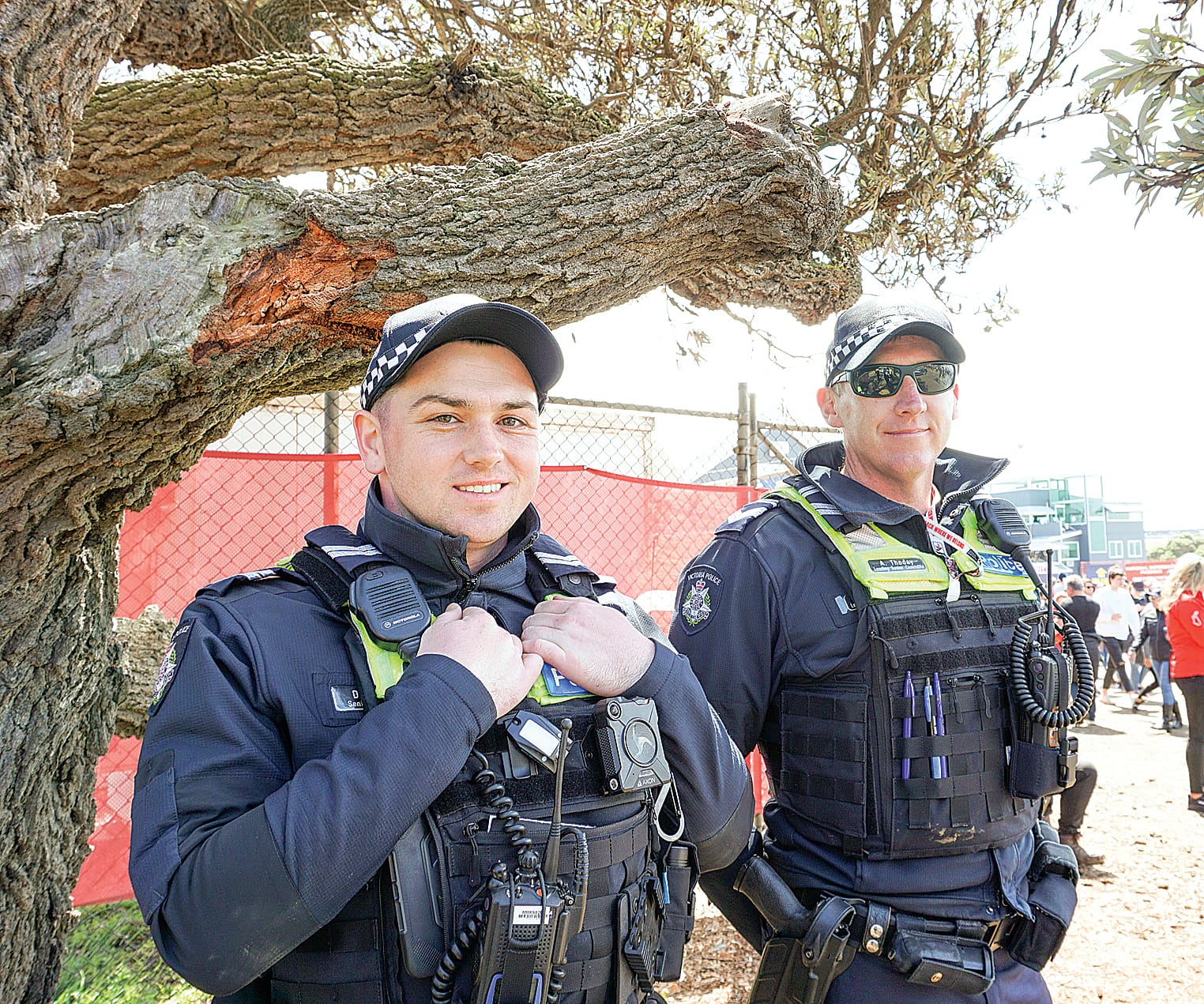 Senior Constable Declan Taylor and Leading Senior Constable Andy Thoday were keeping a close eye on the crowds while enjoying the MotoGP. 