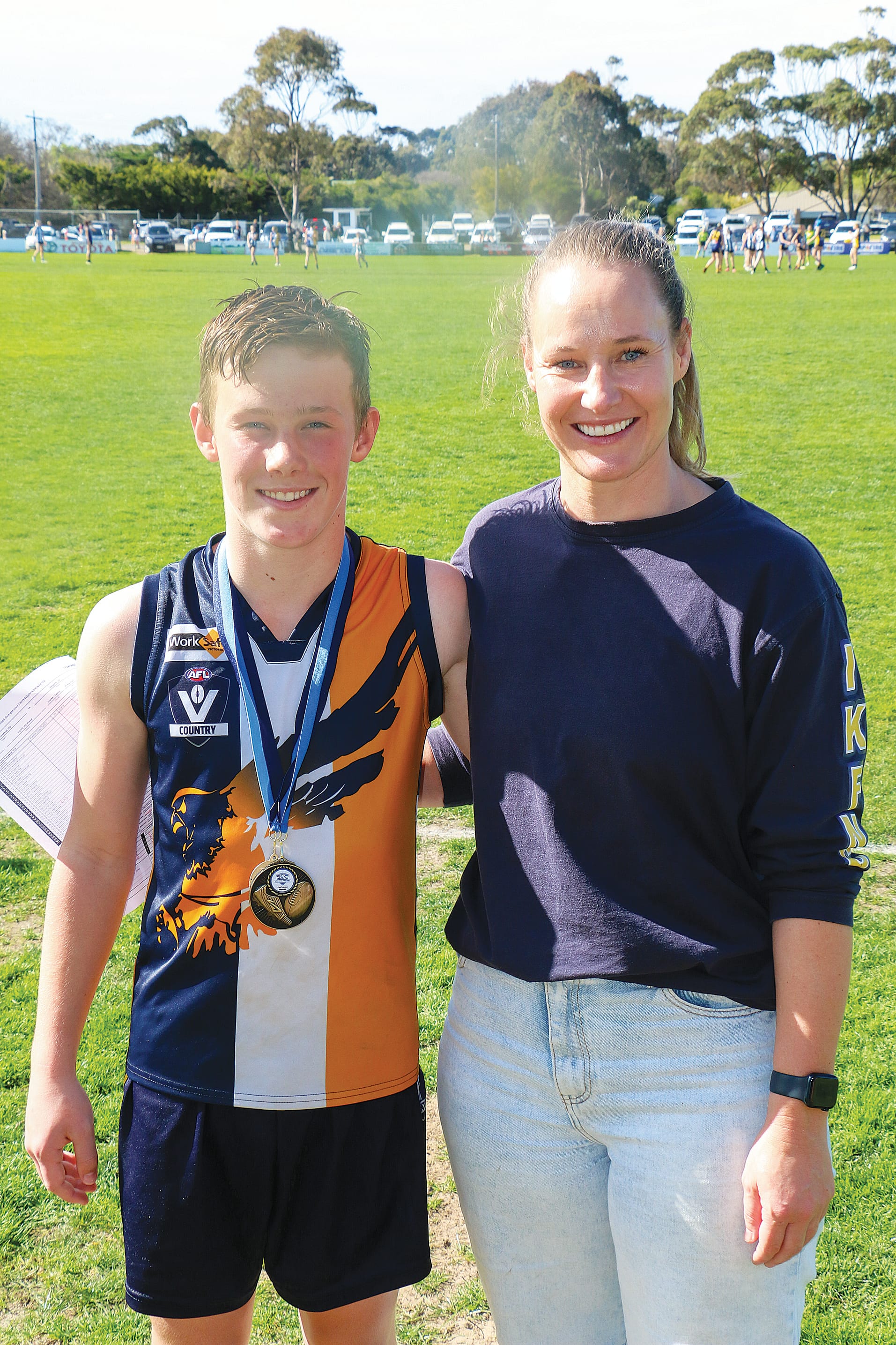 U12 mixed best on ground Franklin Boyd-Munro from Inverloch-Kongwak with mum Kelly Boyd.