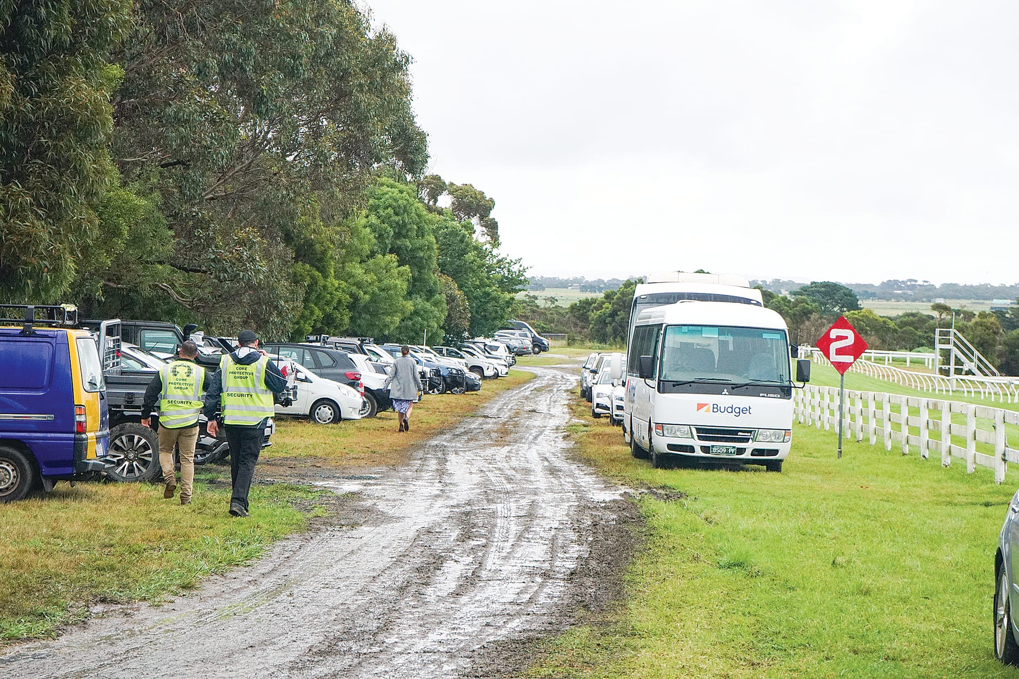 Conditions were muddy in the car park after the morning’s rain. Ns18_4923