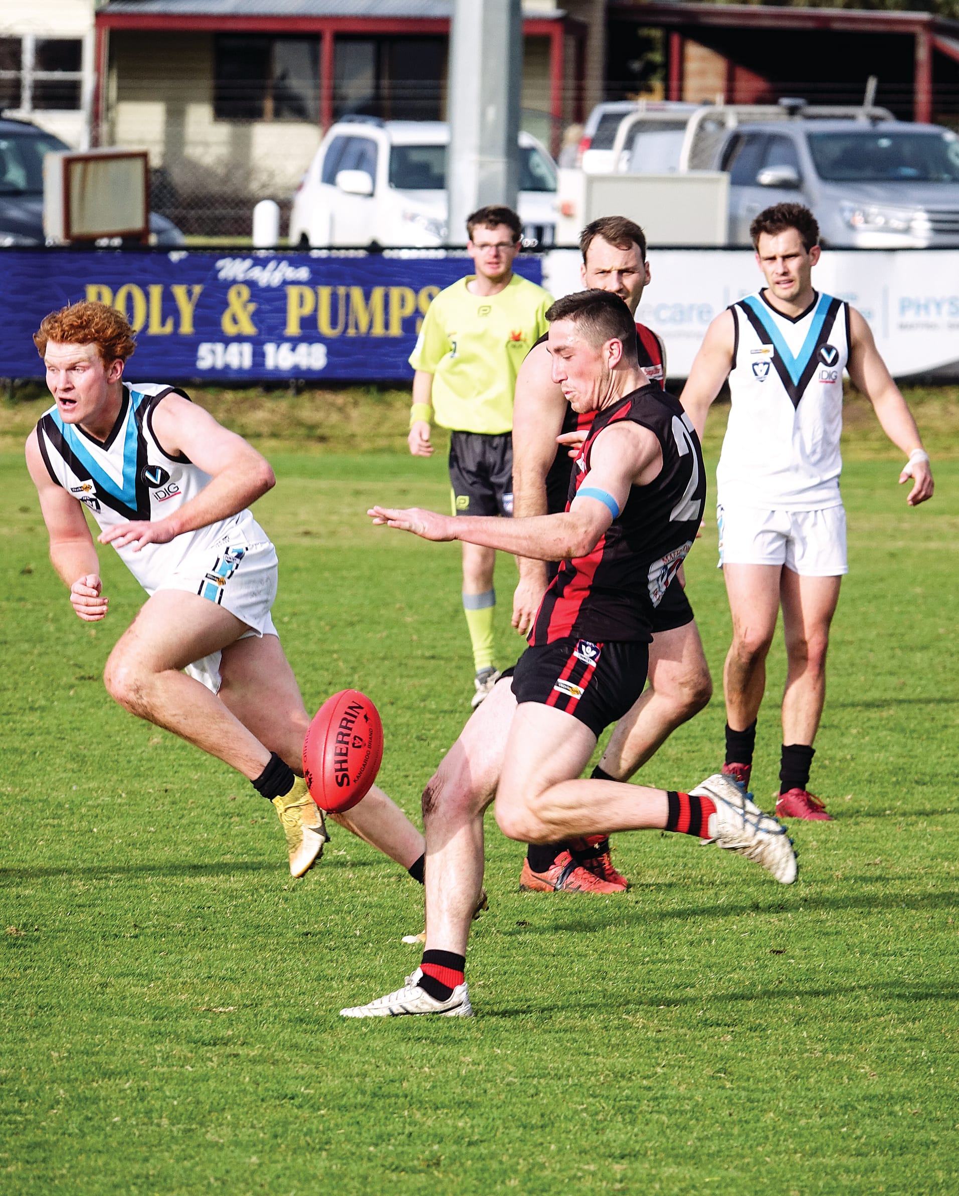 Maffra’s Ben Brunt kicked a thrilling, off-balance goal in the second quarter.