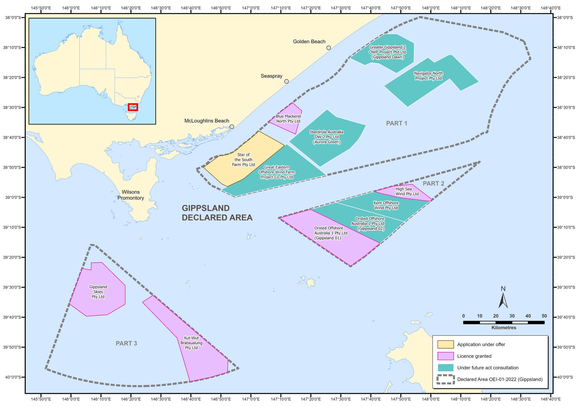 Bowen names sites for Gippsland's offshore wind farms