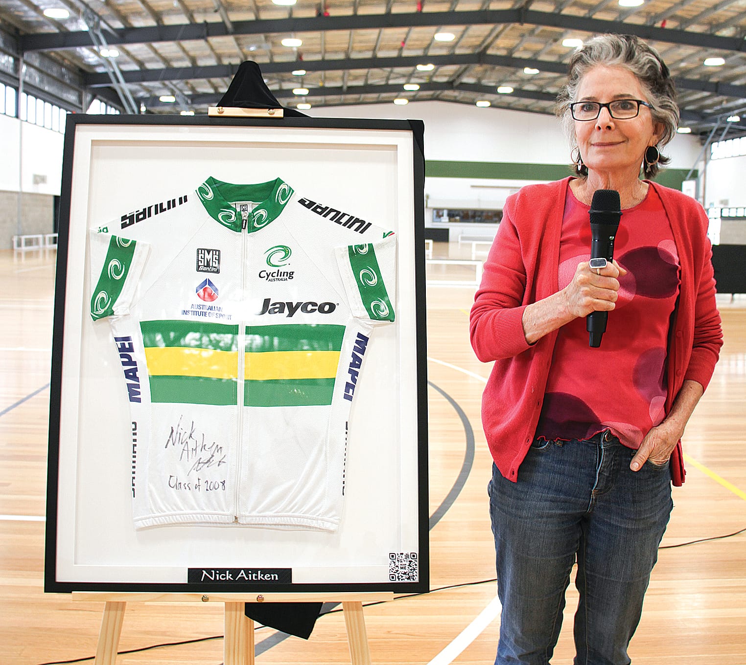 Professional road racing cyclist Nick Aitken represented by his mother Leanne Aitken as a Dennis Vague sporting alumni. B19_5124
