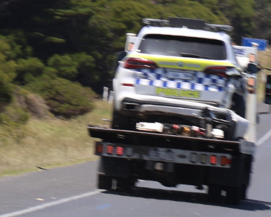 Traffic delayed on Phillip Island Road after police car hit