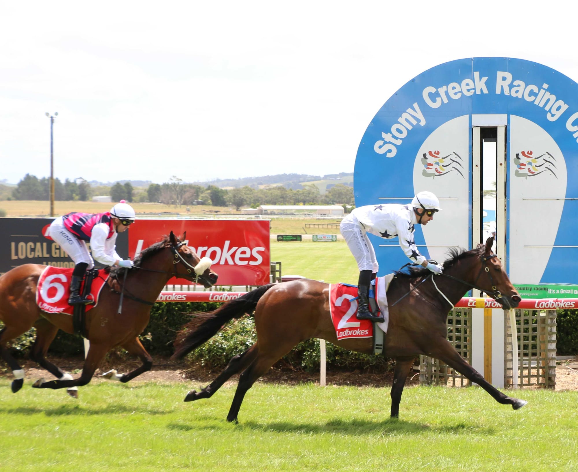 Dylan Turner brought Luckyheleft down the outside with a withering burst to run away with Race 3 at Stony Creek.