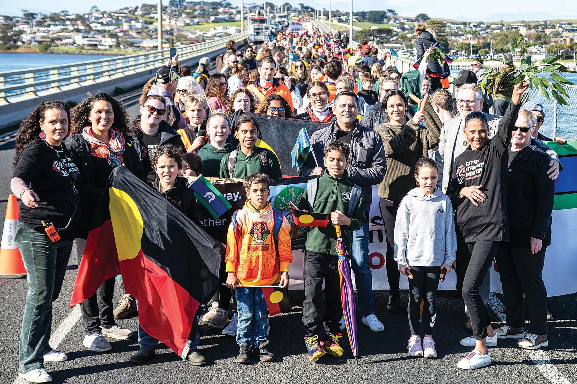 The Reconciliation Bridge Walk was led by Traditional Owners and members of the Aboriginal and Torres Strait Islander community on Friday. Photo: Joel Nichol