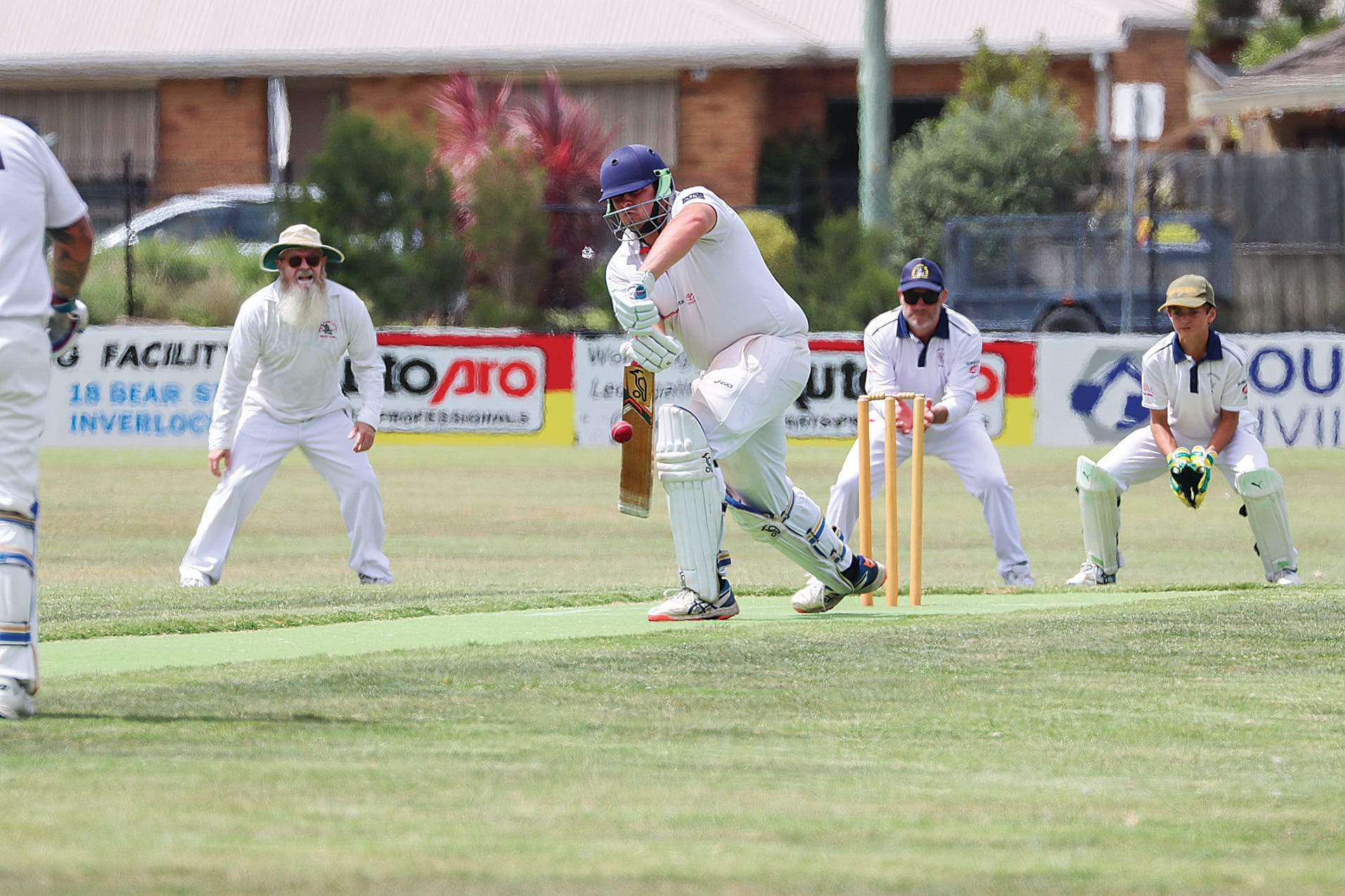 Inverloch’s Jack Rowe watches the ball closely during his valuable knock of 56 that helped the Stingrays to victory over Phillip Island in C Grade. A55_0924