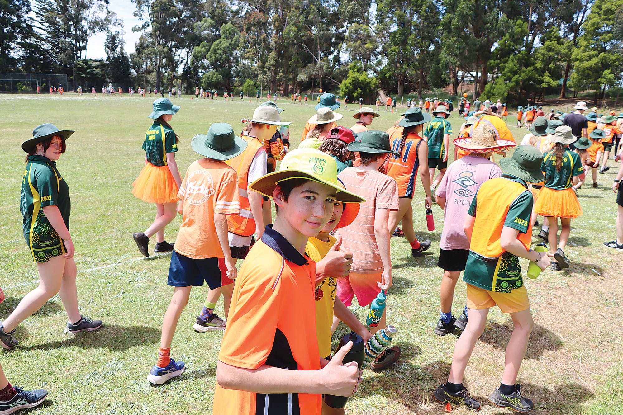 Leongatha Primary School students take part in Friday’s walk highlighting the need for respect. A23_4823