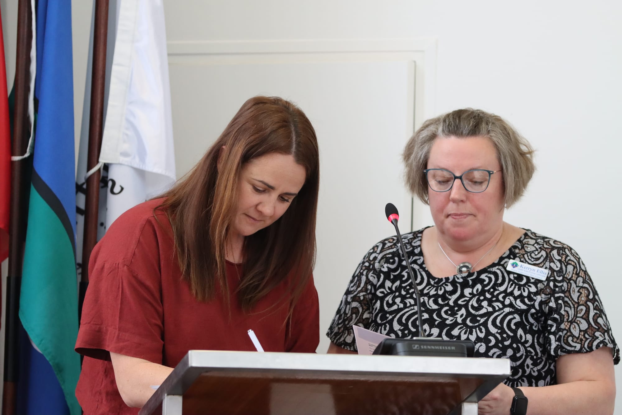 Cr Clare Williams signs up for her second term as a councillor.