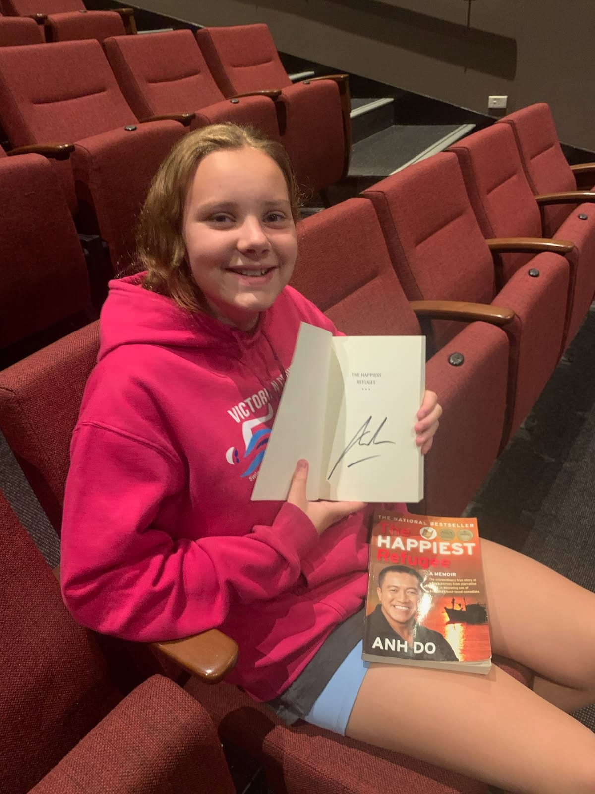 Inspired by the work of Anh Do, 12-year-old Amy Hodson received a signed copy of his book – ‘The Happiest Refugee’ at his live event in January at the Wonthaggi Union Community Arts Centre. 