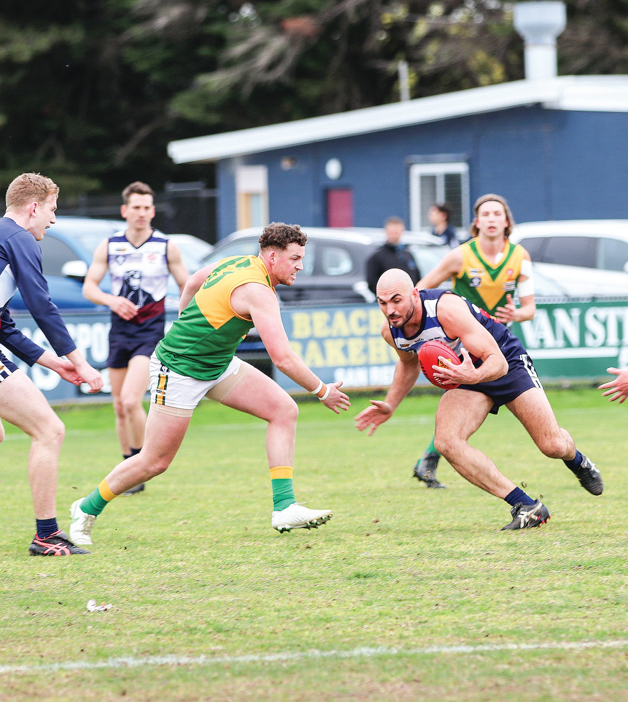 Benjamin Eddy of Kilcunda Bass shows good form in the first quarter against 
Garfield. Z49_3322