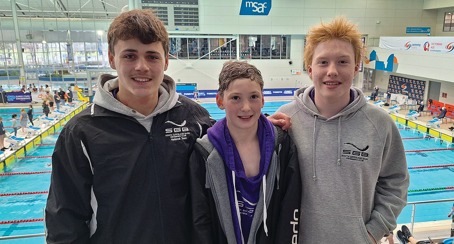 Josh and Zac gave Levi tips for the finals at the Victorian Age Championships.
