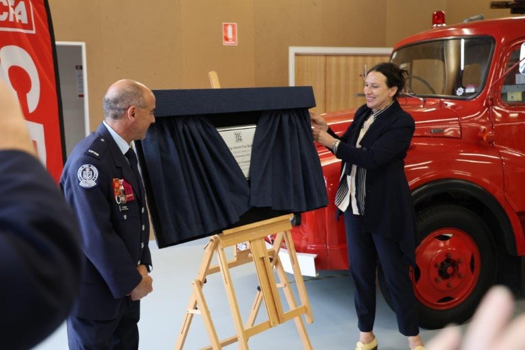 Phillip Island CFA Brigade Captain Lino Drazzi and Bass MP Jordan Crugnale had the honour of opening the new fire station at Cowes.