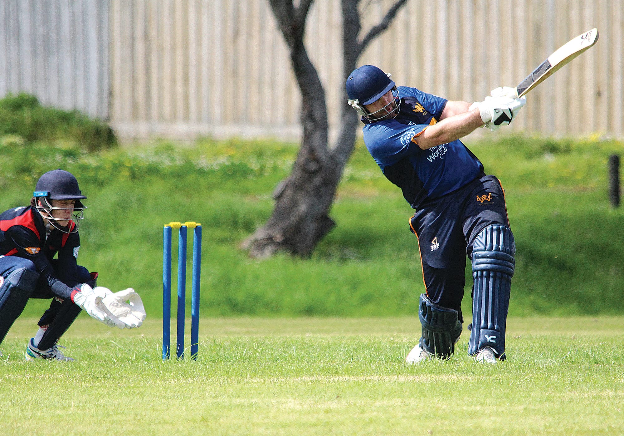 Wonthaggi captain Ryan Thomas dispatches the ball over the boundary line in his side’s win over Inverloch.