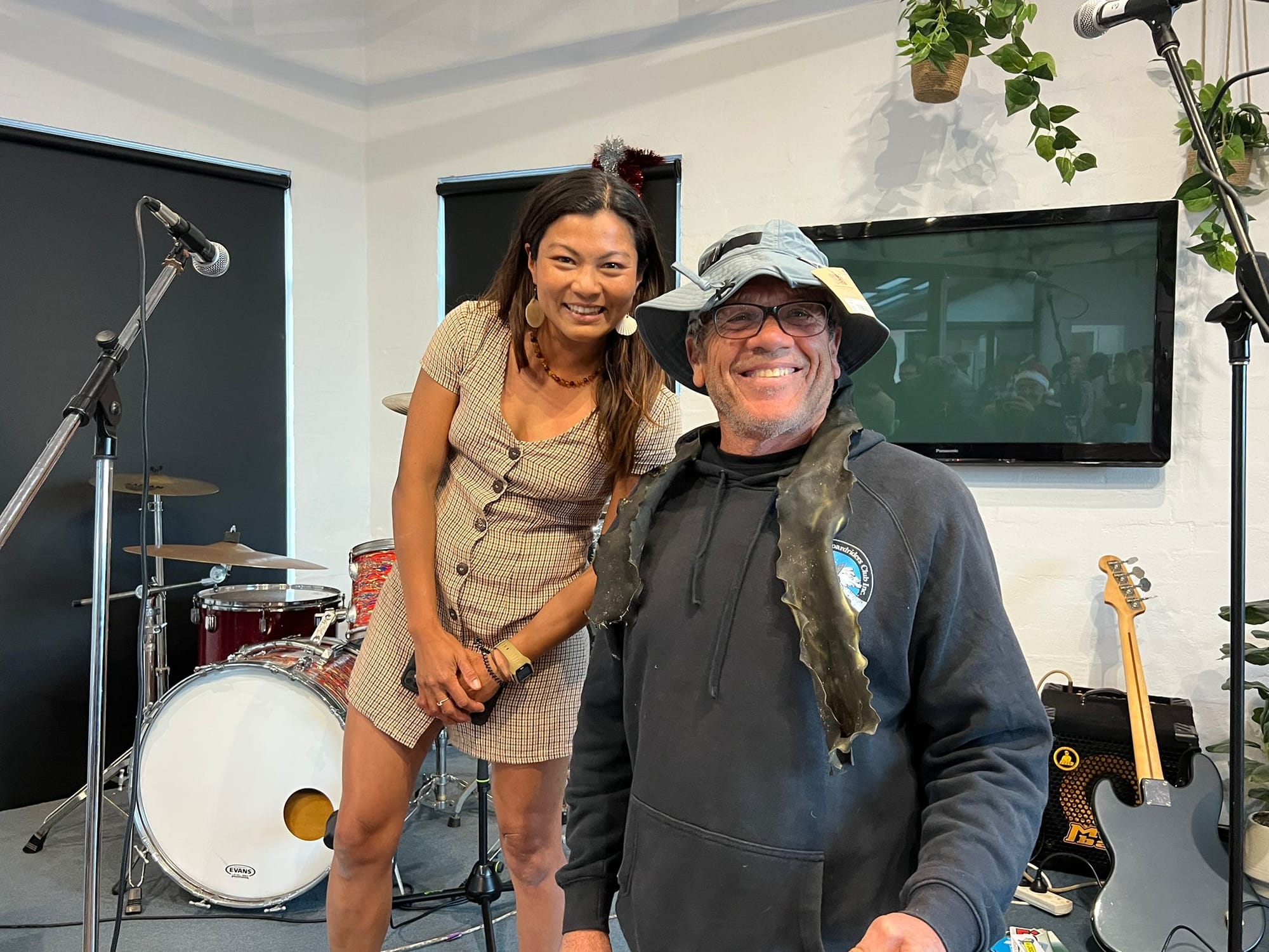 Nala Taylor, Longboard Coordinator with Andrew Lidsey, Winner Mixed Masters 45+. 