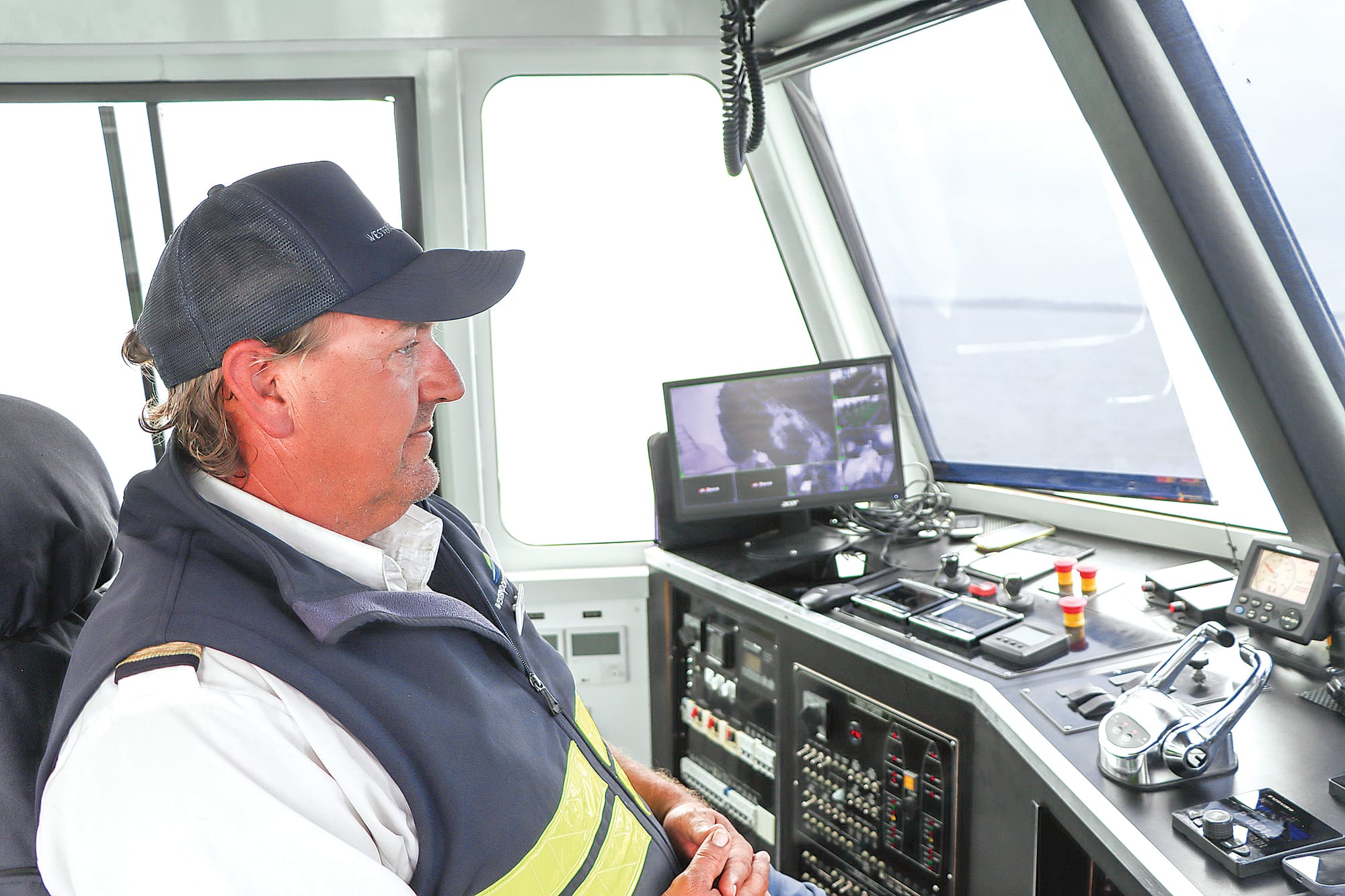 MV Naturaliste captain Toby Lever heads for French Island. A24_0824