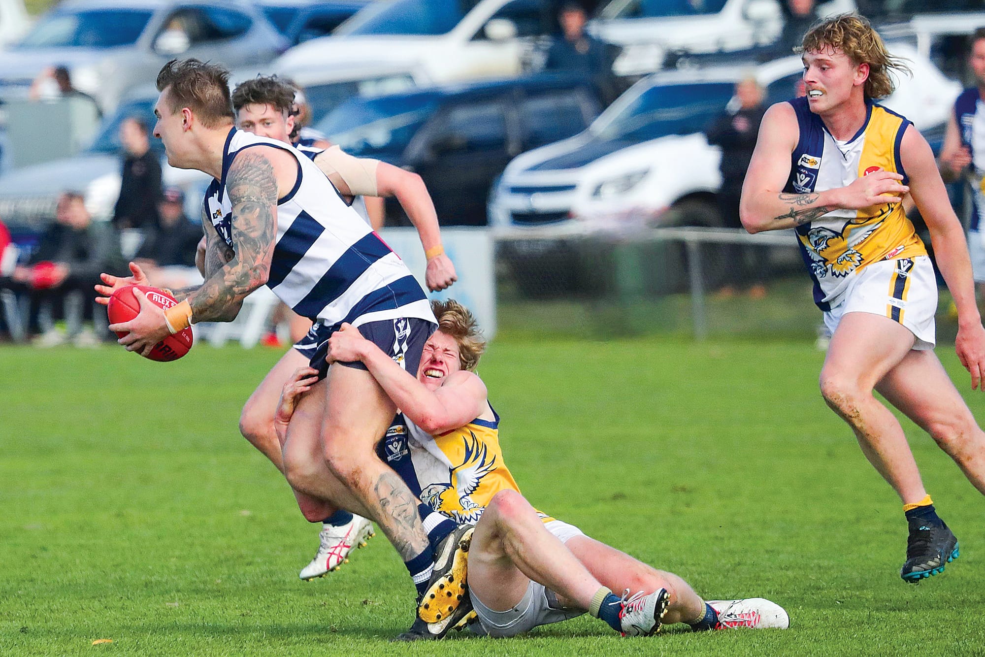 Inverloch-Kongwak keeps the pressure on Nar Nar Goon during the Sea Eagles’ Preliminary Final triumph in the Reserves. 