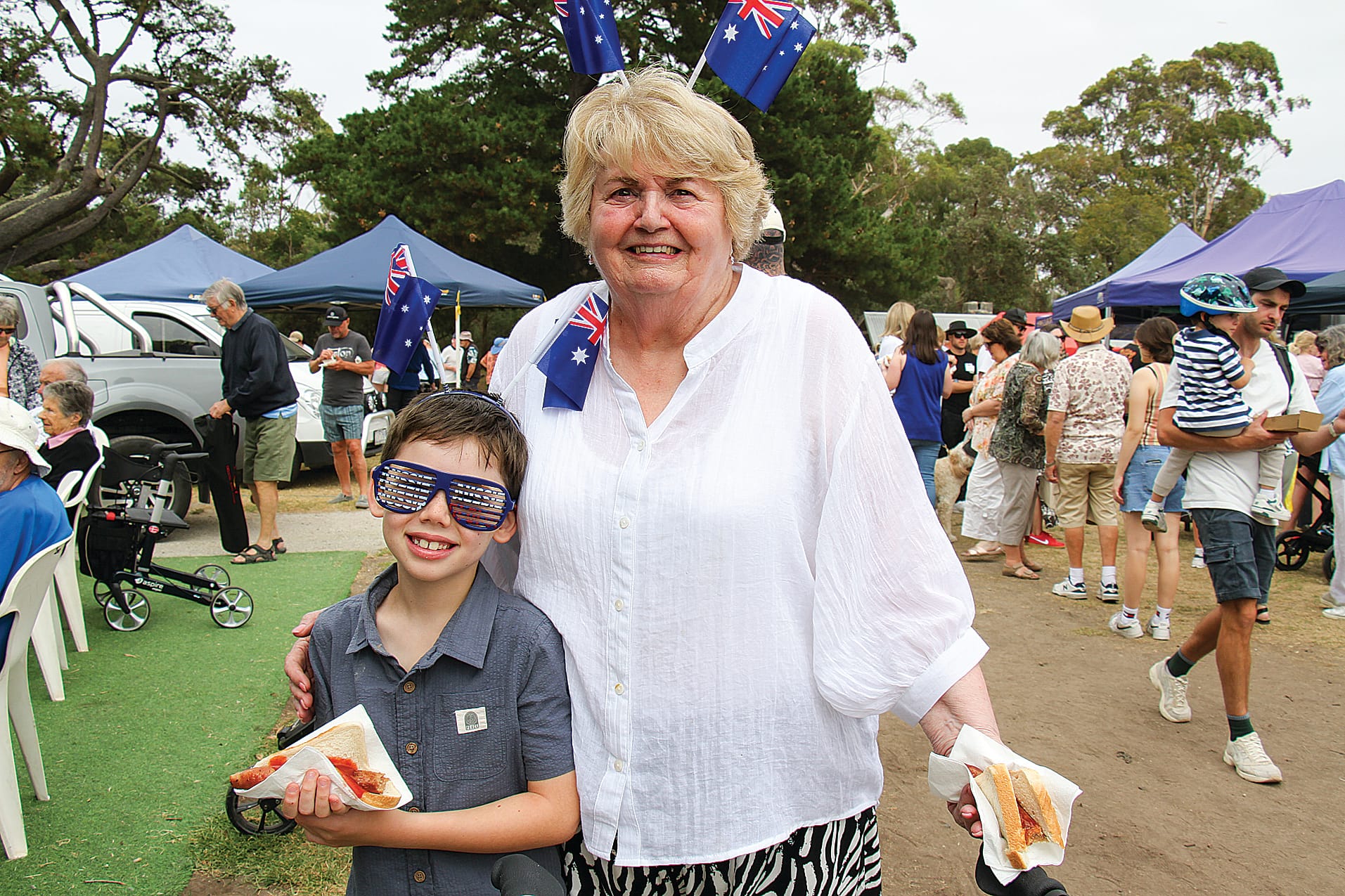 Mary and grandson Lachie celebrating Australia Day at Inverloch. B18_0425
