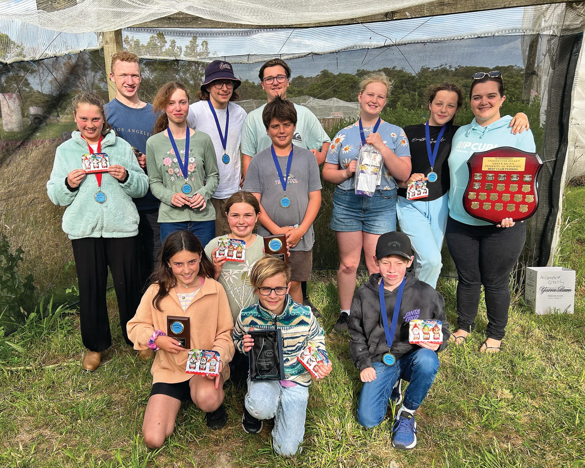 The 2023 Wonthaggi Under Water Hockey Club award winners.