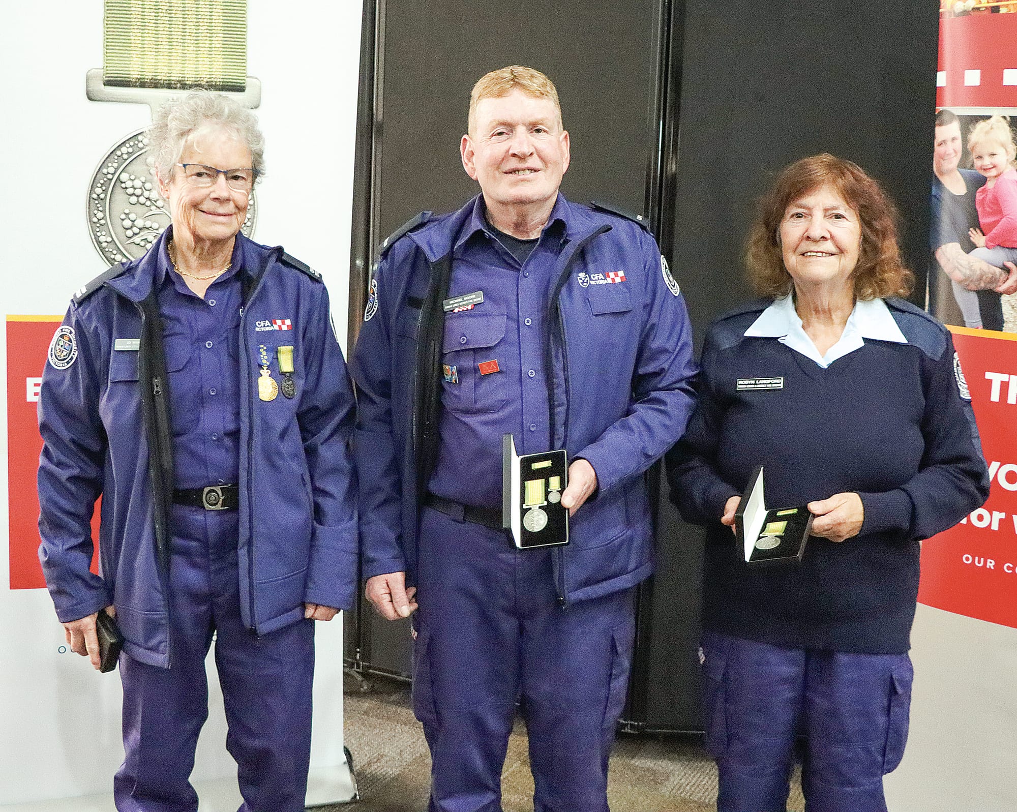 Tarwin Lower Fire Brigade members Jo Wainer, Michael Moore and Robyn Langford. A29_1623