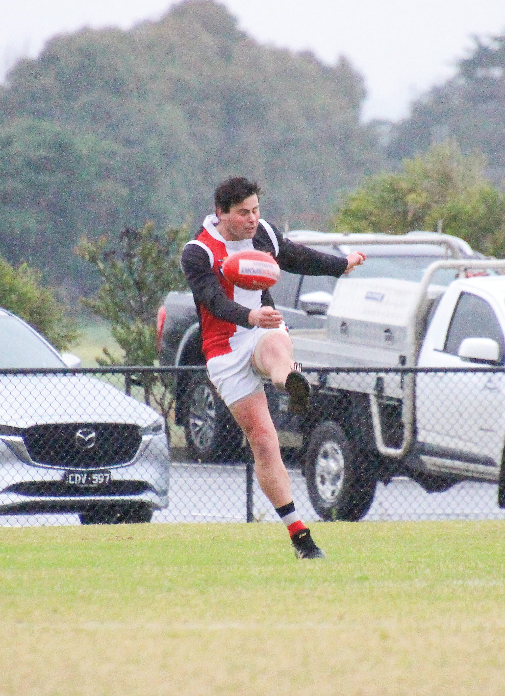 Captain Sam Dixon gave his all for Nyora against the Tigers.