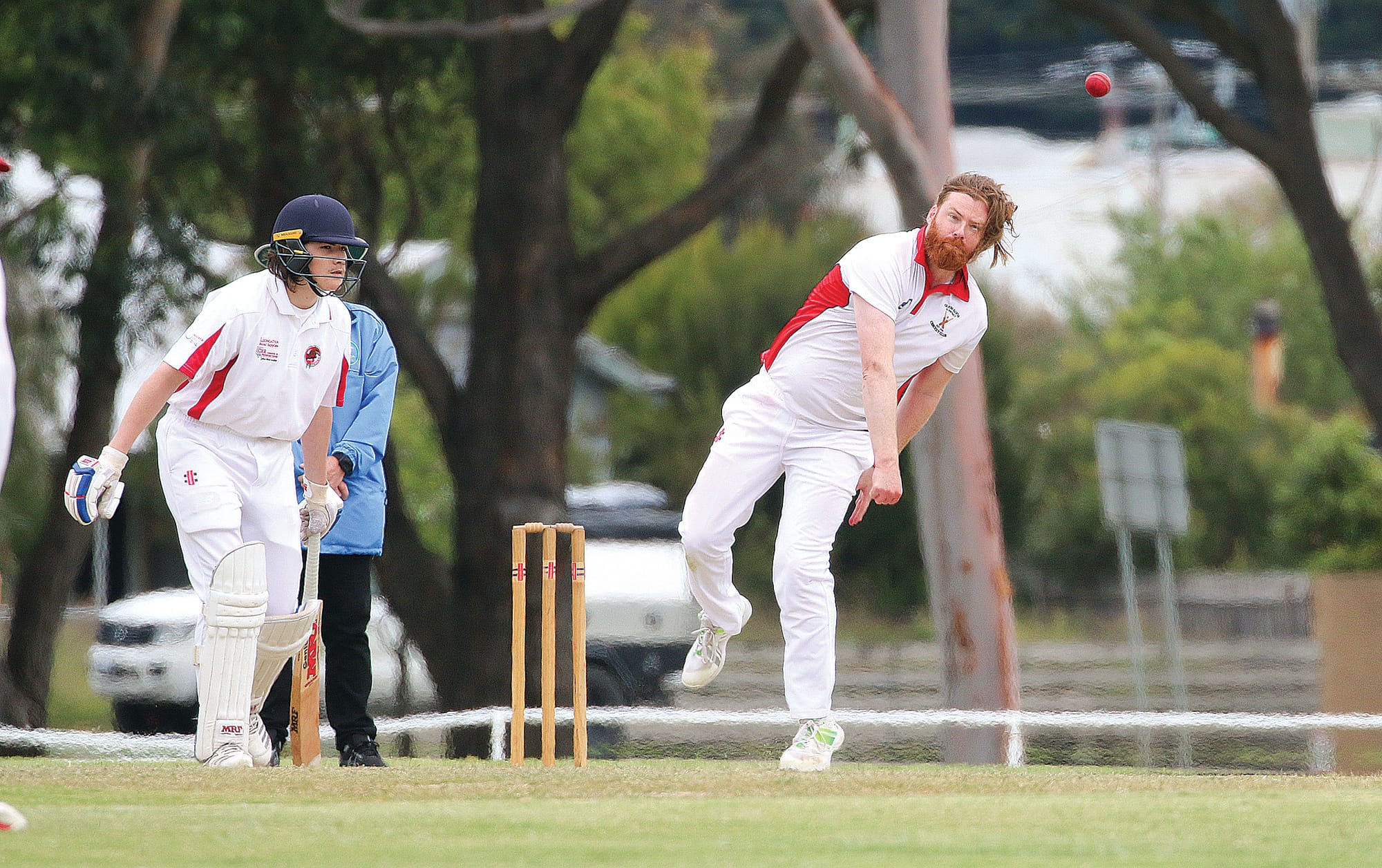 Glen Alvie’s A2 captain Stephen Kennedy sends another delivery on target.