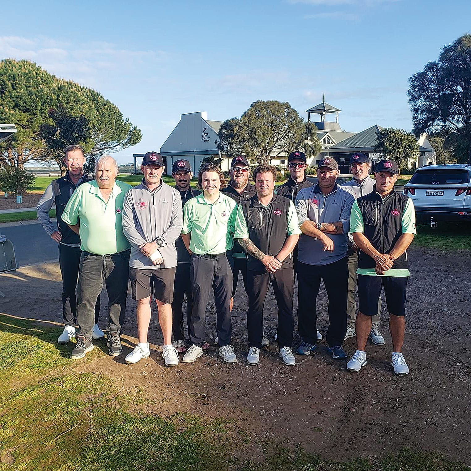 Country week men’s team Michael Thomas (player), Ian Balfour (assistant manager), Chris Buckland (player), Aaron Morris, Isaac Batty, Wayne Kennedy, Steve Bromby (captain), Jy Kruger, Mat Wrigley, Roay Fleming (manager), and Jack Jacobsen.