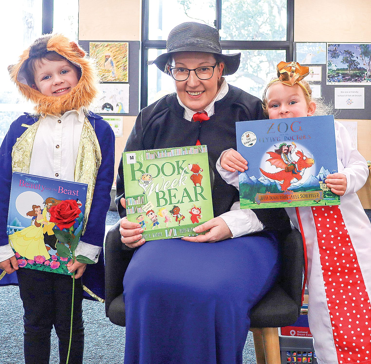 Koa Johnson and Navy May with Shannyn from the Drouin Library.
