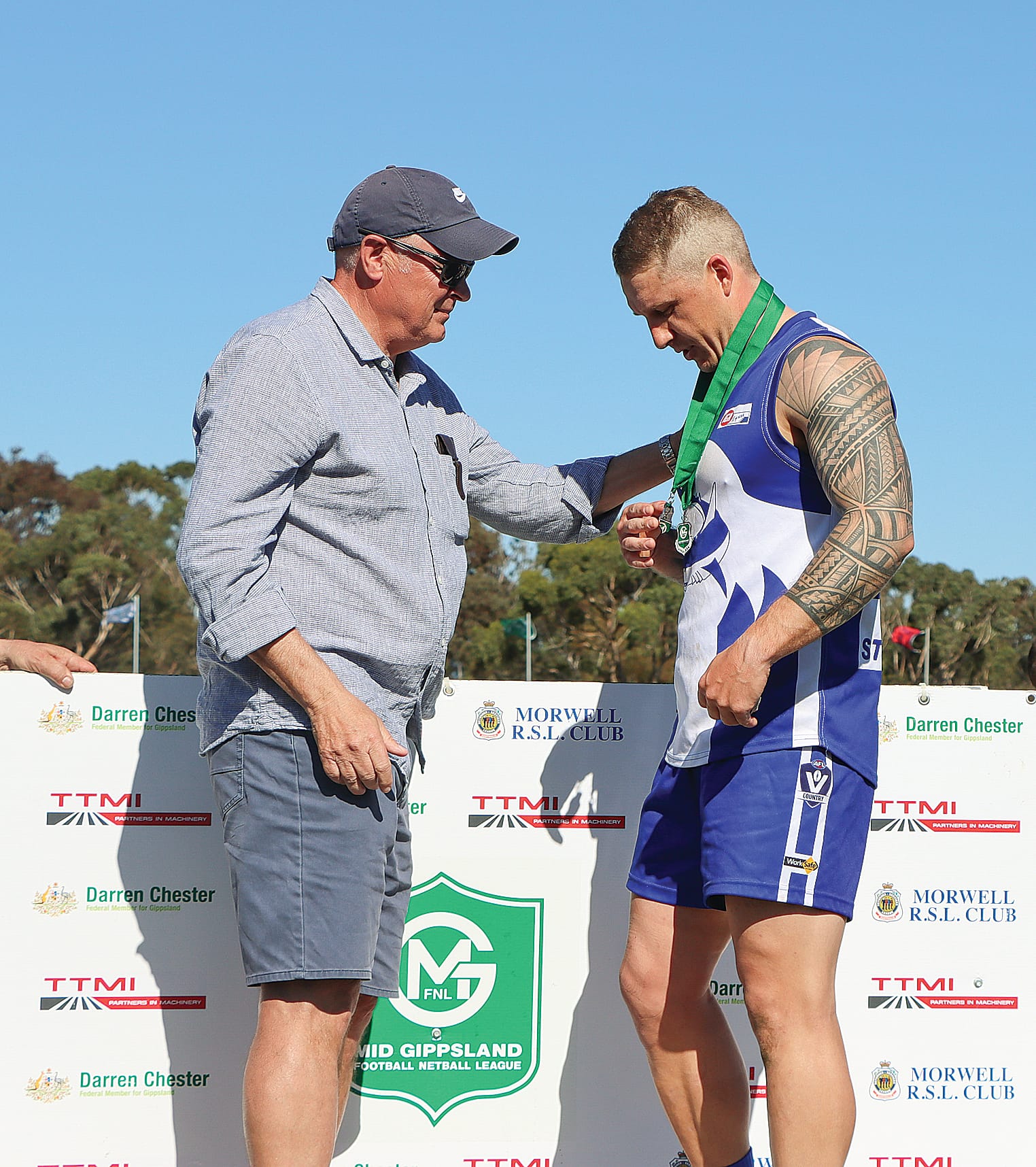 Dale Lawton is named Best on Ground in Tarwin’s impressive Reserves Grand Final win over Yinnar. A29_3823