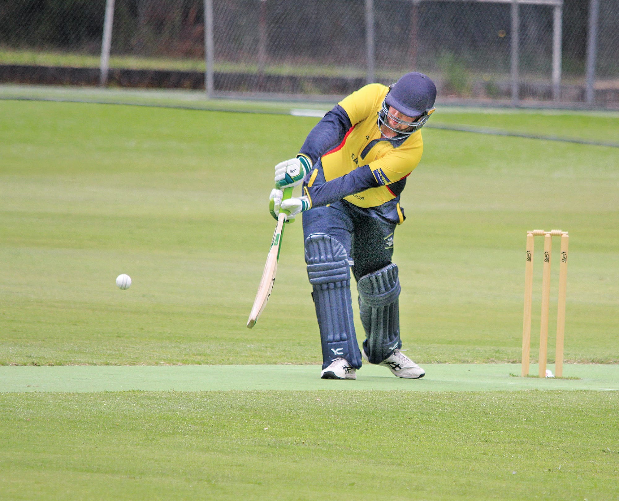 Sharks captain Connor Epifano plays one off his legs at Outtrim on Saturday. B10_5122