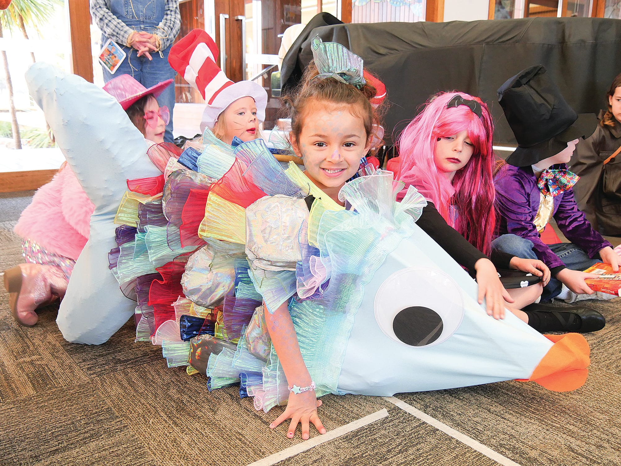 Prep student Olive Goessens’ fish costume stole the show, with her two preschool siblings also coming along in smaller fish costumes.