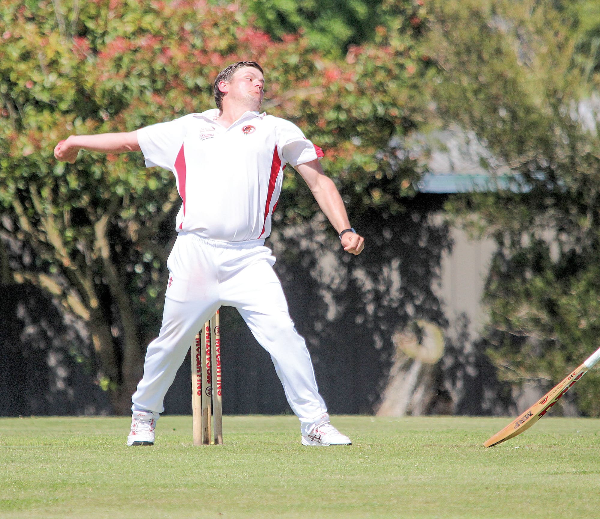 Mitchell Clark sends one down on his way to 2/18 from his 15 overs on Saturday. 
